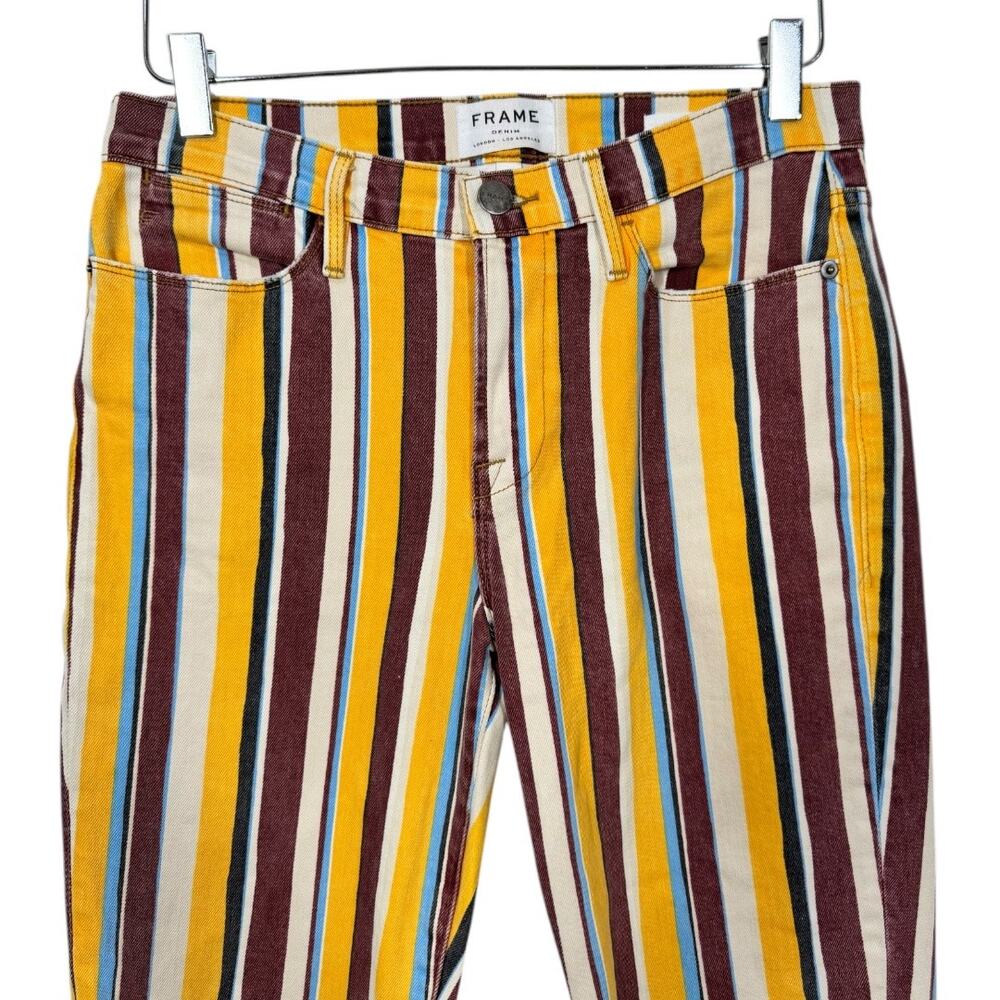Frame Denim Le High Straight Painterly Stripe 28 Funky Retro Bold Print Stretch - Picture 3 of 6